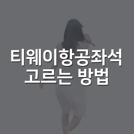 티웨이항공좌석 고르는 방법, 추가요금 아끼려면 이렇게 - 요약