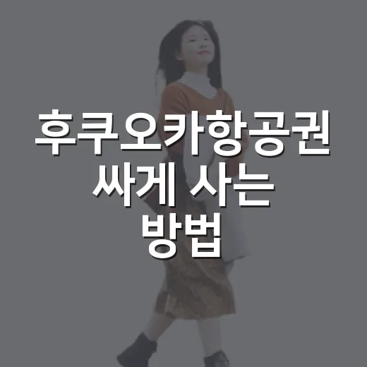 후쿠오카항공권 싸게 사는 방법, 초보자도 헷갈리지 않게 고르는 법 - 요약