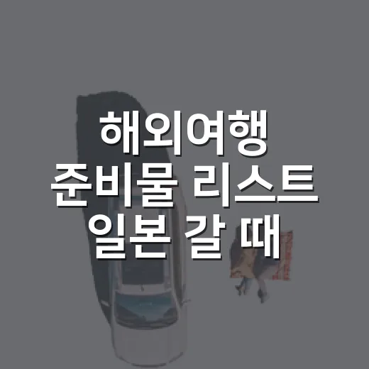 해외여행 준비물 리스트 일본 갈 때 이렇게 챙기세요 - 요약