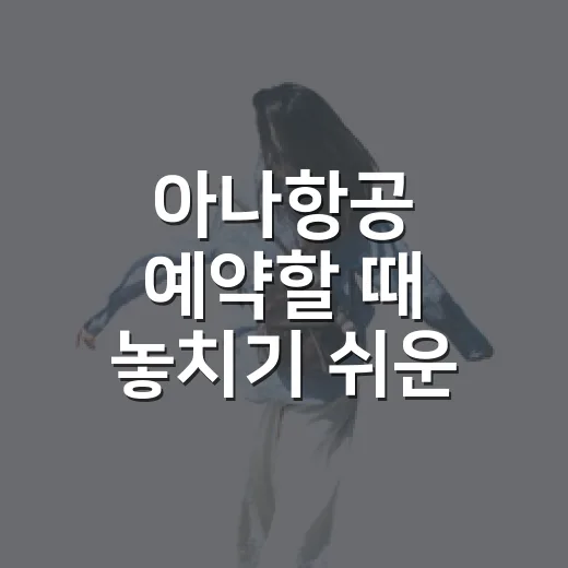 아나항공 예약할 때 놓치기 쉬운 것 확인하는 방법 - 요약