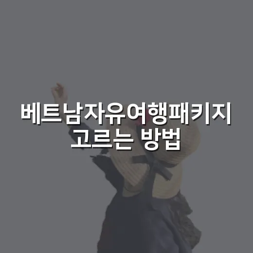 베트남자유여행패키지 고르는 방법 - 요약