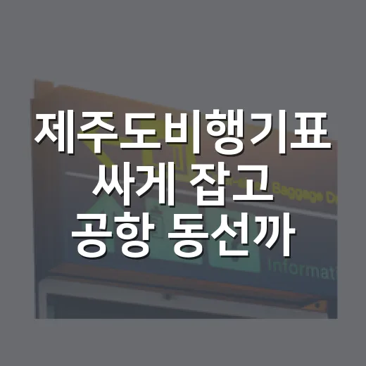 제주도비행기표 싸게 잡고 공항 동선까지 계산하는 방법 - 요약