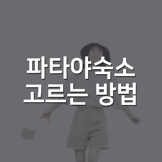 파타야숙소 고르는 방법, 길치도 덜 헤매는 지역별 위치 기준 - 요약