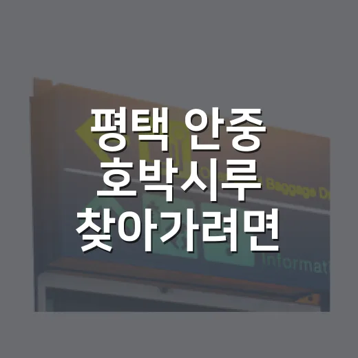 평택 안중 호박시루 찾아가려면 이렇게 움직이면 편합니다 - 요약