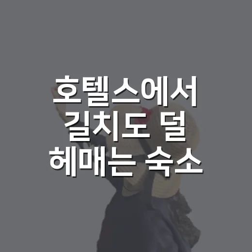 호텔스에서 길치도 덜 헤매는 숙소 고르는 방법 - 요약