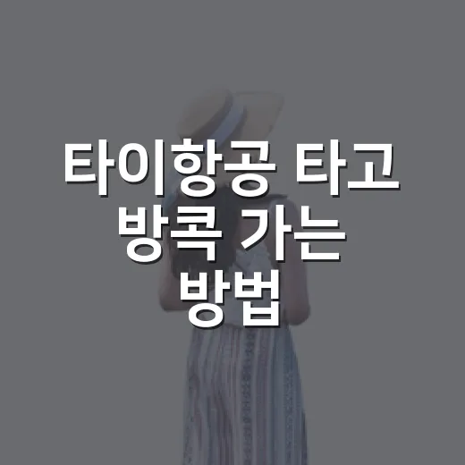 타이항공 타고 방콕 가는 방법: 인천공항 동선과 수완나품 이동 안내 - 요약