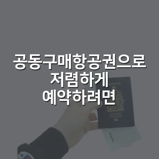공동구매항공권으로 저렴하게 예약하려면 이렇게 확인하세요 - 요약