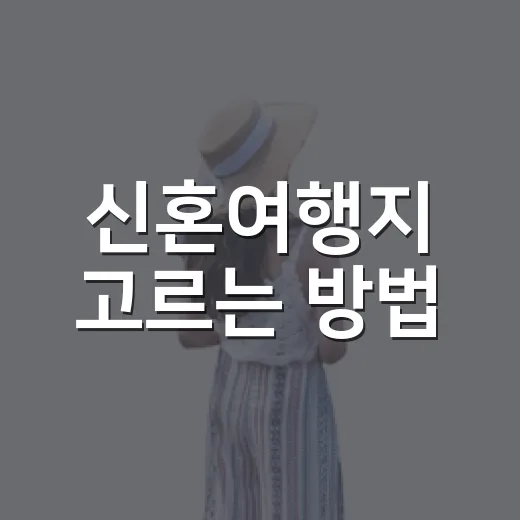 신혼여행지 고르는 방법, 길치도 덜 헤매는 동선 기준으로 잡기 - 요약
