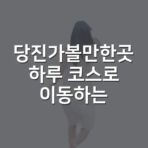 당진가볼만한곳 하루 코스로 이동하는 방법 - 요약