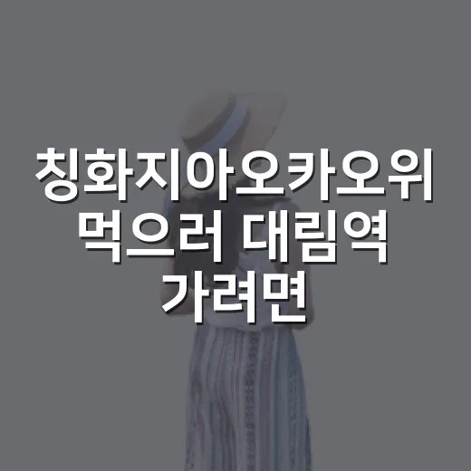 칭화지아오카오위 먹으러 대림역 가려면 이렇게 움직이면 편합니다 - 요약