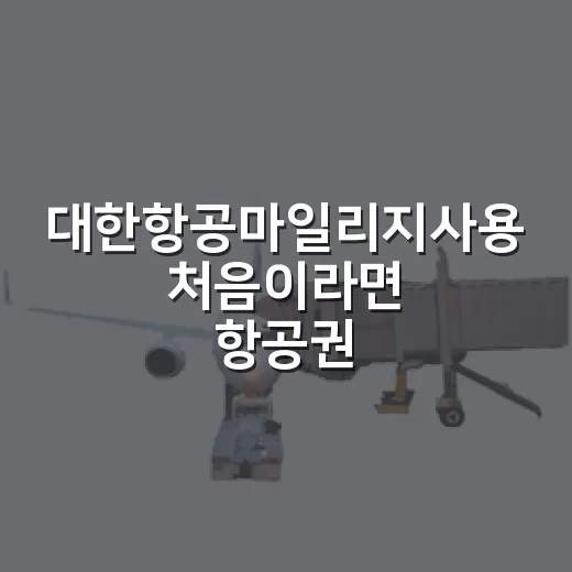대한항공마일리지사용 처음이라면 항공권부터 부가서비스까지 쓰는 방법 - 요약