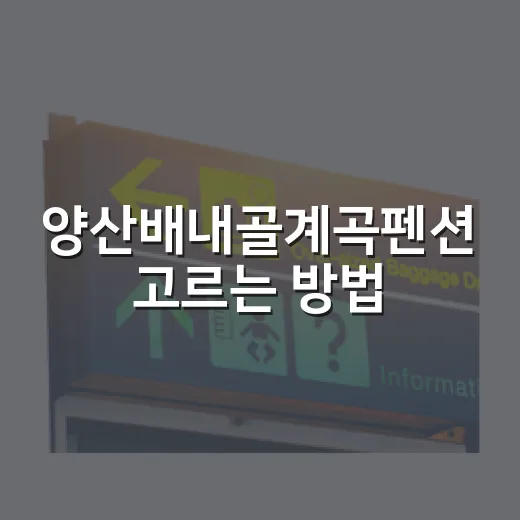 양산배내골계곡펜션 고르는 방법, 초행길도 덜 헤매는 동선 잡기 - 요약