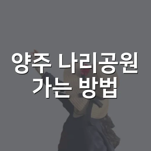 양주 나리공원 가는 방법, 주차와 주변 코스까지 헤매지 않게 잡는 법 - 요약