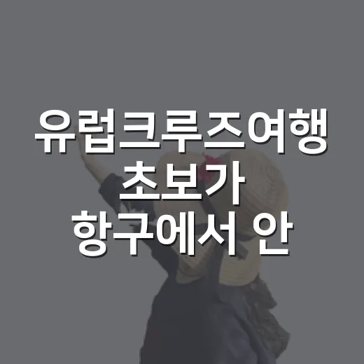 유럽크루즈여행 초보가 항구에서 안 헤매는 방법 - 요약