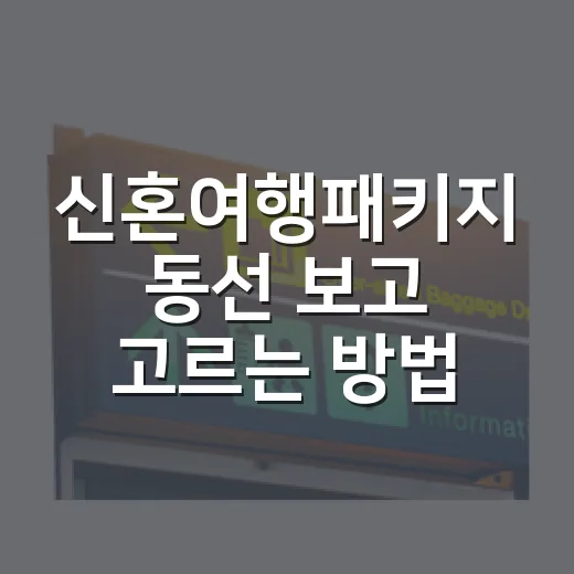 신혼여행패키지 동선 보고 고르는 방법 - 요약