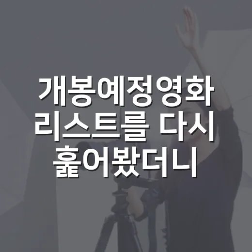 개봉예정영화 리스트를 다시 훑어봤더니, 진짜 기다릴 작품은 따로 있었다 - 요약