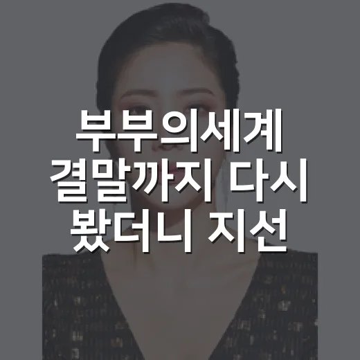 부부의세계 결말까지 다시 봤더니 지선우보다 준영이가 더 오래 남았다 - 요약