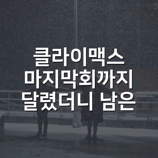 클라이맥스 마지막회까지 달렸더니 남은 건 통쾌함보다 찝찝한 여운이었다 - 요약