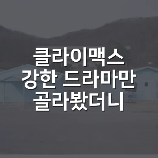 클라이맥스 강한 드라마만 골라봤더니 끝까지 보는 기준이 달라졌다 - 요약