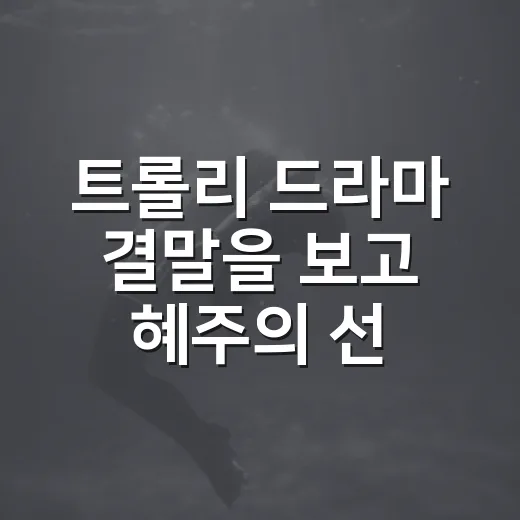 트롤리 드라마 결말을 보고 혜주의 선택이 남았다 - 요약