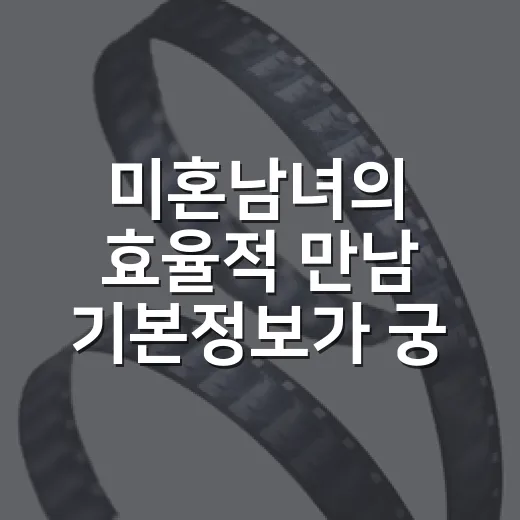 미혼남녀의 효율적 만남 기본정보가 궁금하신가요? - 요약