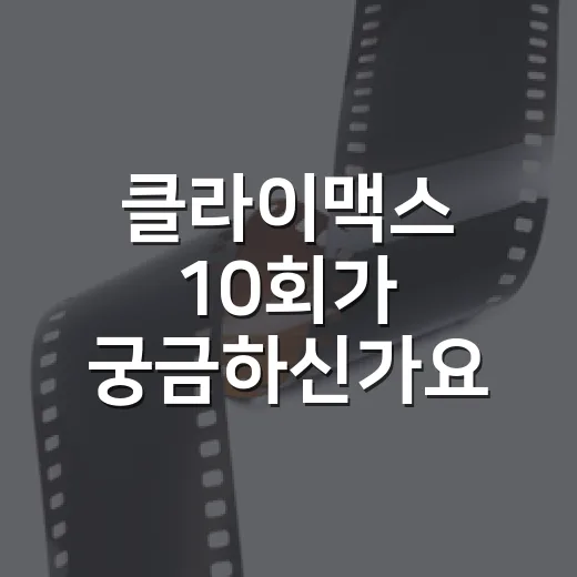 클라이맥스 10회가 궁금하신가요? 보기 전에 알아둘 관전 포인트는 무엇일까요? - 요약