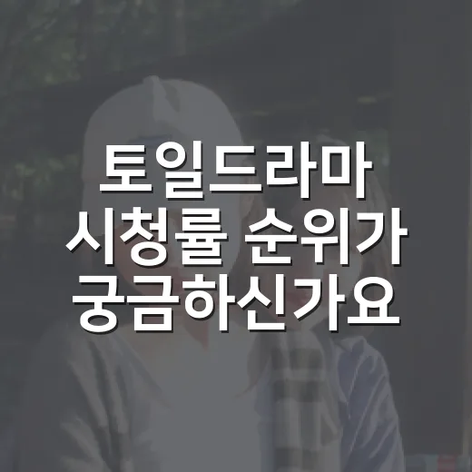 토일드라마 시청률 순위가 궁금하신가요? - 요약