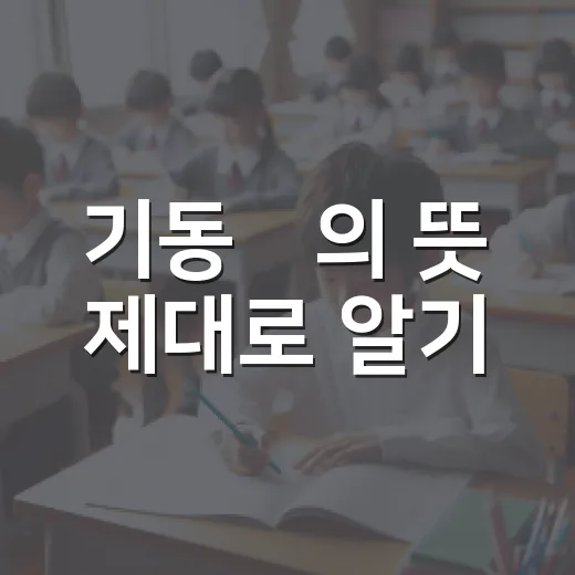 기동돓의 뜻 제대로 알기: 일상 속에서 활용하기 - 요약