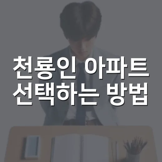 천룡인 아파트 선택하는 방법, 이건 알아두세요! - 요약