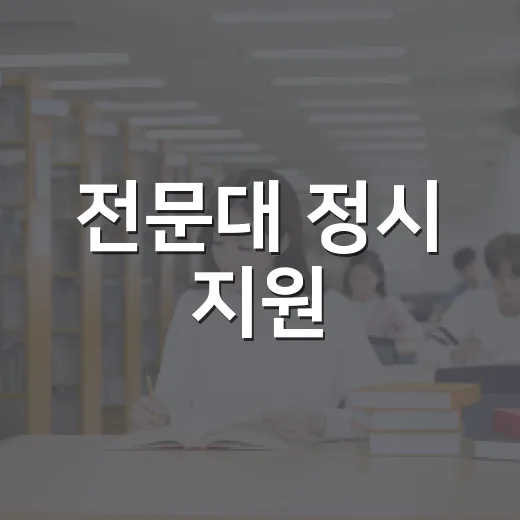 전문대 정시 지원, 이렇게 준비하자! - 요약