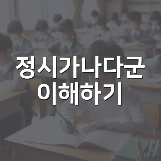 정시가나다군 이해하기: 대학 입시에서 성공하는 방법 - 요약