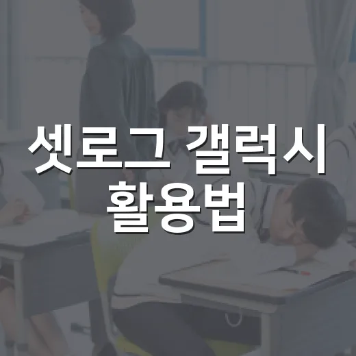 셋로그 갤럭시 활용법: 알아두면 유용한 팁 - 요약