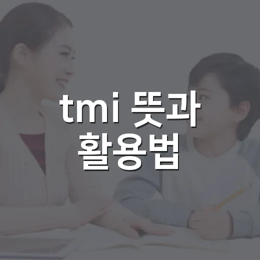 tmi 뜻과 활용법, 재미있게 알아보아요 - 요약
