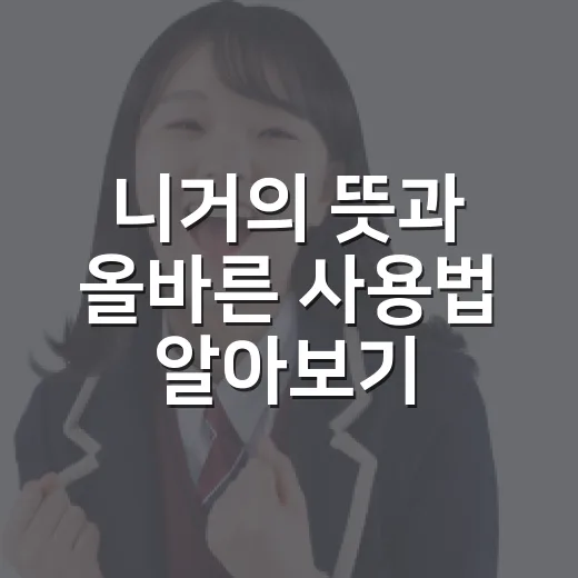니거의 뜻과 올바른 사용법 알아보기 - 요약