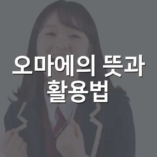 오마에의 뜻과 활용법: 쉽게 이해하기 - 요약