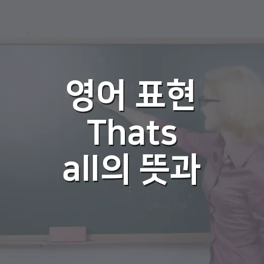 영어 표현 'That's all'의 뜻과 사용 방법 - 요약