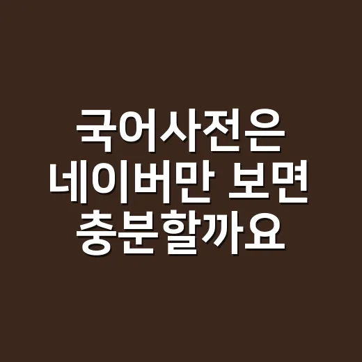 국어사전은 네이버만 보면 충분할까요? - 요약