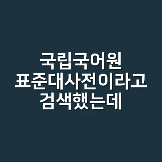 국립국어원 표준대사전이라고 검색했는데, 표준국어대사전과 같은 걸까요? - 요약