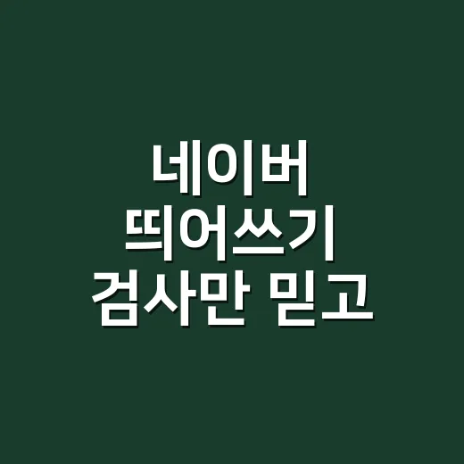 네이버 띄어쓰기 검사만 믿고 계신가요? - 요약