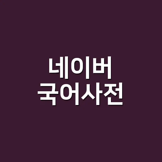 네이버 국어사전, 그냥 뜻만 찾고 계신가요? - 요약