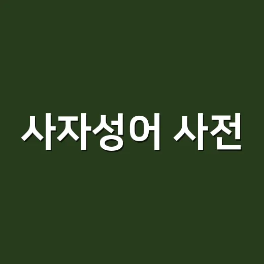 사자성어 사전, 그냥 뜻만 찾고 계신가요? - 요약