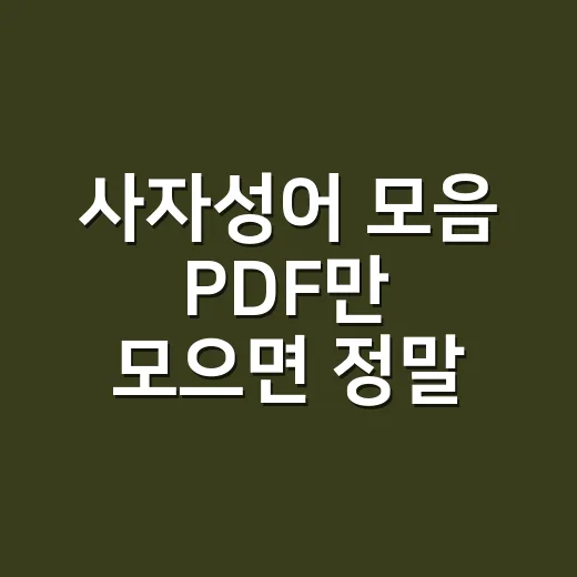 사자성어 모음 PDF만 모으면 정말 오래 기억될까요? - 요약
