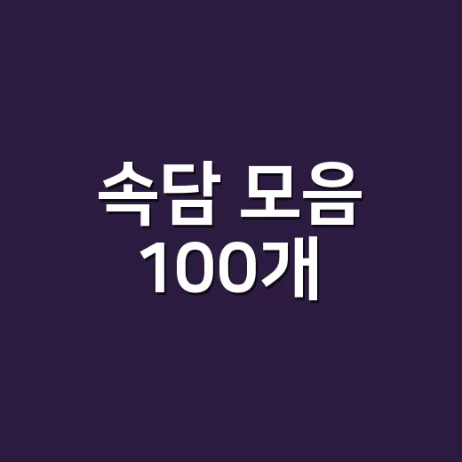 속담 모음 100개, 뜻까지 같이 보면 왜 오래 기억될까요? - 요약