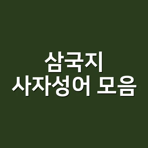 삼국지 사자성어 모음, 왜 아직도 자주 쓰일까요? - 요약