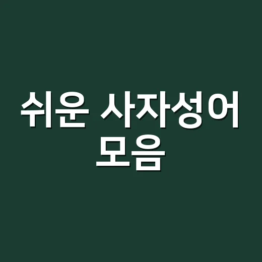 쉬운 사자성어 모음, 뜻만 외우면 왜 금방 헷갈릴까요? - 요약
