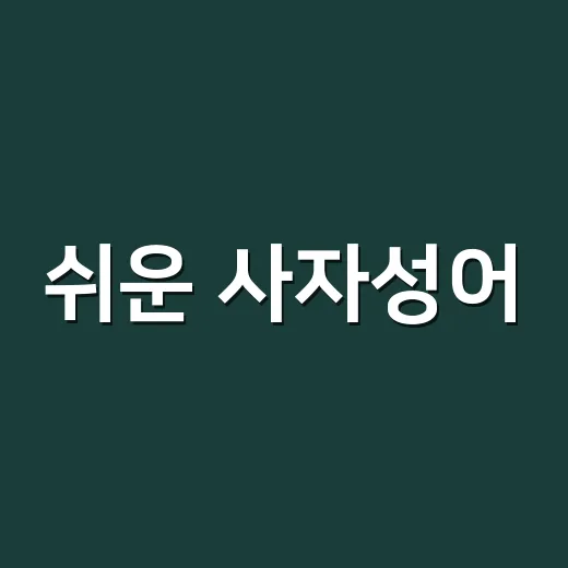 쉬운 사자성어, 왜 알수록 문장이 선명해질까요? - 요약