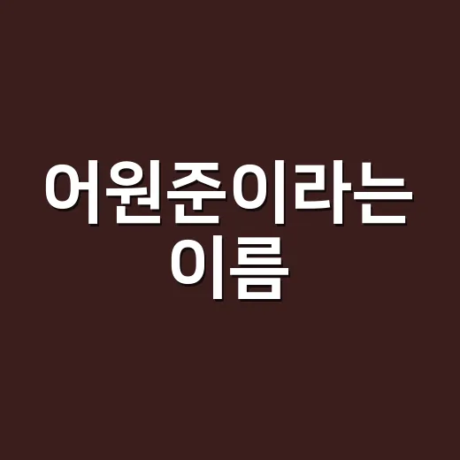 어원준이라는 이름, 뜻이 따로 정해져 있을까요? - 요약