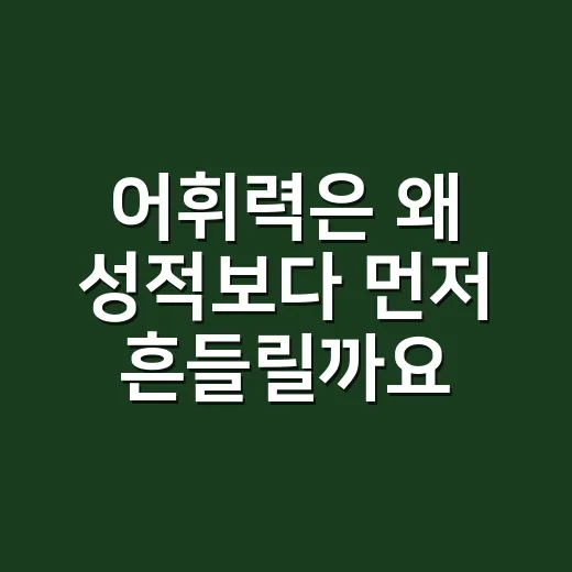 어휘력은 왜 성적보다 먼저 흔들릴까요? - 요약