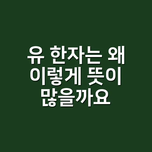 ‘유’ 한자는 왜 이렇게 뜻이 많을까요? - 요약