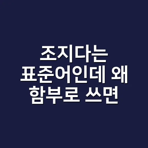 조지다는 표준어인데 왜 함부로 쓰면 안 될까요? - 요약